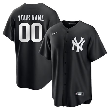 Youth New York Yankees Nike Custom Black Lights Out Replica Jersey